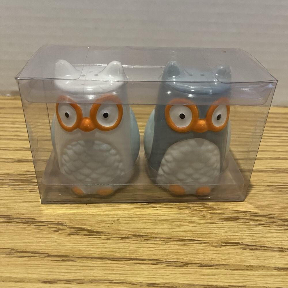 Tag Owls Salt And Pepper Shakers Gray And White New